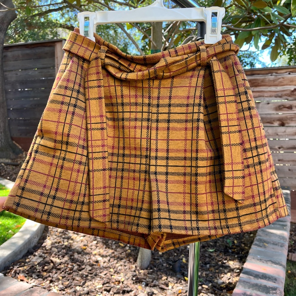 Able Mustard and Black Plaid Shorts